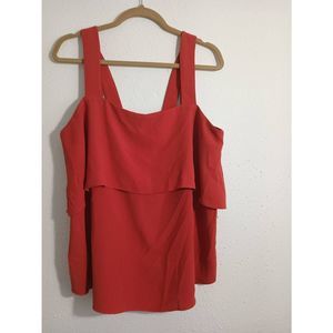 ANN TAYLOR Orange Wide-Strap Layered Chest Sleeveless Blouse Size L